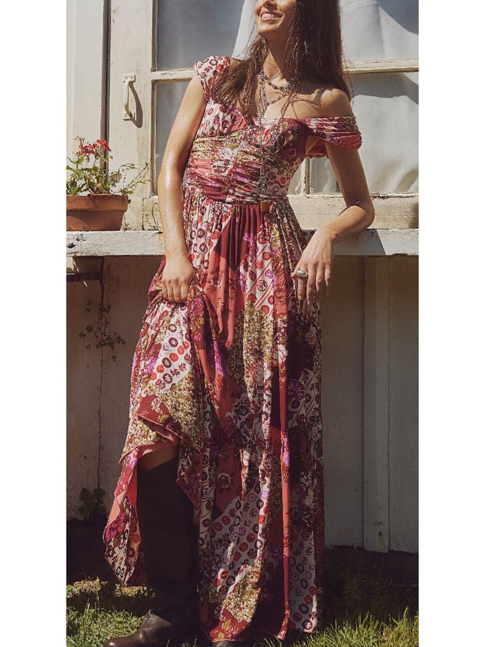 FREE PEOPLE Sasha Maxi Dress / Strawberry Combo - Picture 5 of 6
